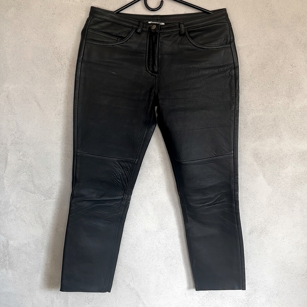American Retro Straight Leather Ankle Pants